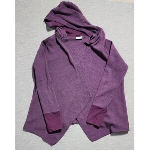 Columbia Hooded Waffle Knit Open Front Cardigan Women’s XL Purple